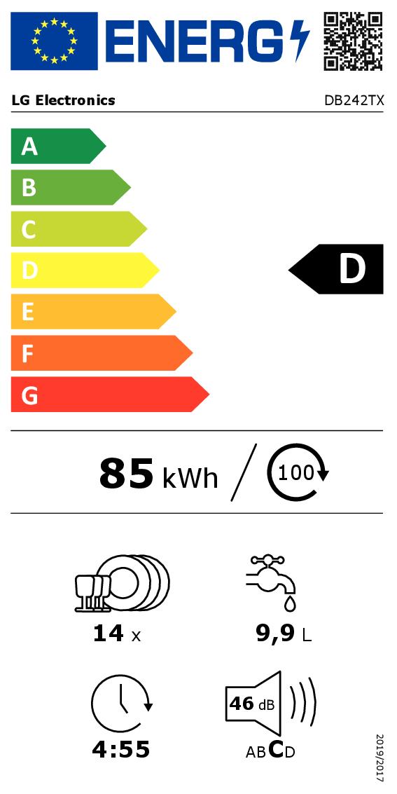 Lavastoviglie a scomparsa totale, QuadWash Serie 2, Classe D 46dB, 14  coperti, EasyRack+, Wi-Fi, Dual Zone, Acciaio - DB242TX