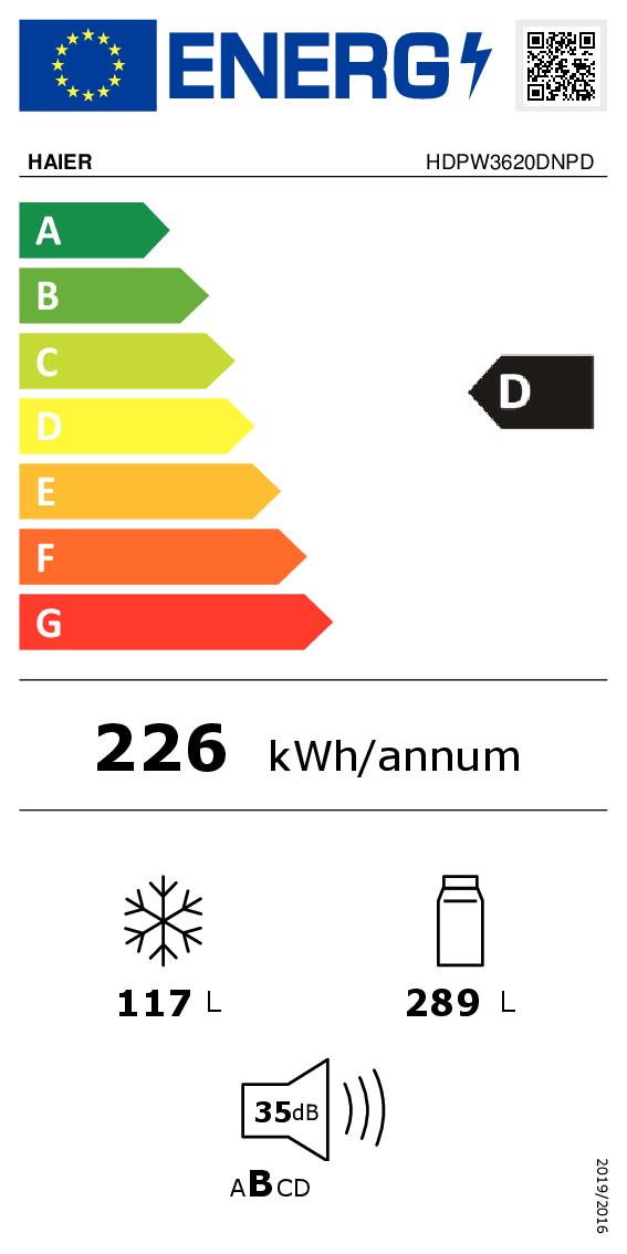 Frigorifero Combinato Libera installazione Total No Frost Classe D Altezza 185 cm Finitura