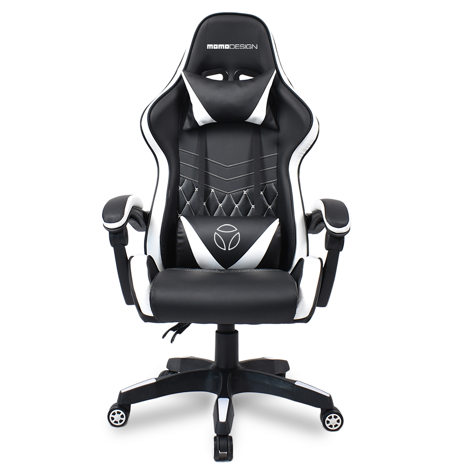 tappetino per sedia gaming 120 cm colore nero con finiture bianche Momo Design MD-CM1202-W 