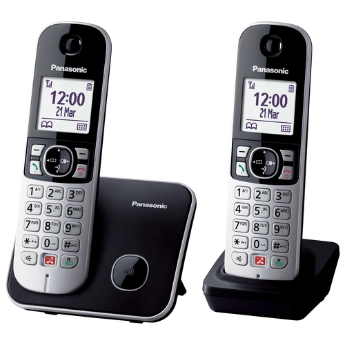 Panasonic KX-TG6852JTB Telefono Cordless Digitale, Unità Base e 2