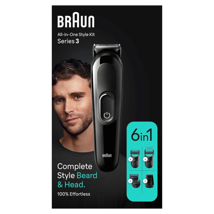 Braun series 3 rasoio elettrico barba, con lama barba ultra affilata,  regolabar