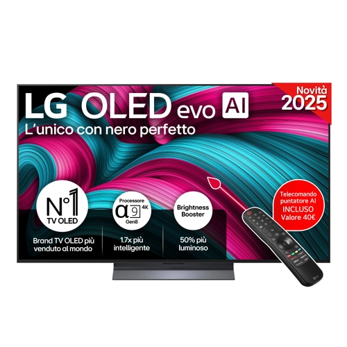 OLED55C55LA TV OLED EVO AI SERIE C5 55'' 4K, 9 GEN8, BRIGHTNESS BOOSTER, 40W, 4 HDMI, VRR 144HZ, SMART TV WEBOS 25