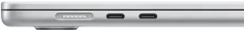 Porta MagSafe collocata sul lato sinistro, in fondo. Due porte Thunderbolt collocate sul lato sinistro, a destra della porta MagSafe.