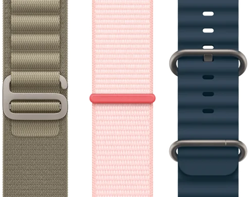 Alpine Loop oliva, Sport Loop rosa confetto e cinturino Ocean blu