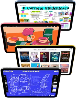 Schermate di iPad che mostrano varie app di Apple e dell’App Store.