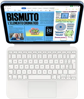 Slide Over con le app Pages e Note su iPad.