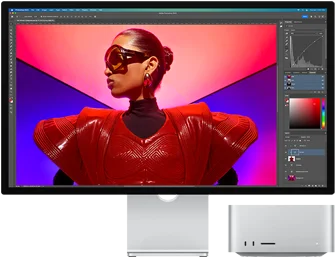 Una foto dai colori vivaci ritoccata usando Mac Studio e Studio Display