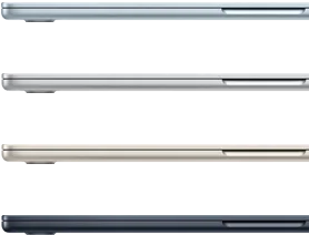 Quattro MacBook Air nei colori disponibili: celeste, argento, galassia e mezzanotte