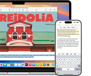 L’app Duplica iPhone, con la schermata di un iPhone mostrata su un MacBook Air