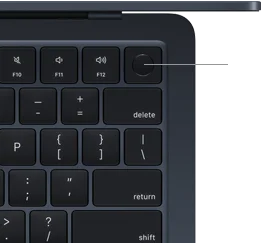 Sensore Touch ID collocato nell’angolo in alto a destra della tastiera di MacBook Air