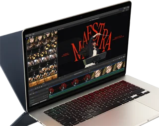 Un MacBook Air su cui viene eseguito un montaggio video per dimostrare le capacità del chip M4