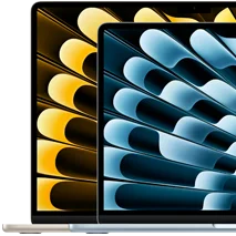 Due MacBook Air uno davanti all’altro per mostrare le rispettive dimensioni: 13,6 pollici e 15,3 pollici, misurati in diagonale