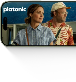 iPhone 17 mostrato di fronte con una schermata della serie Platonic su Apple TV plus