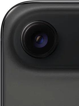 iPhone Air nero siderale mostrato da dietro, angolo superiore arrotondato, sistema con fotocamera Fusion a obiettivo singolo