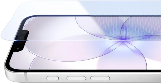 Un iPhone 17e bianco con Ceramic Shield 2 mostrato di fronte e di lato con tasto Azione e tasti del volume