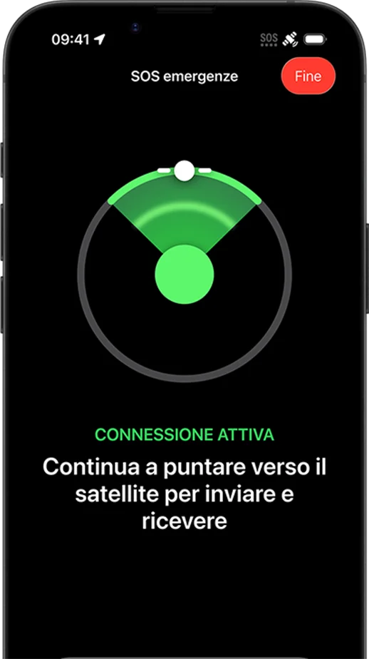 Funzione Messaggi via satellite in uso