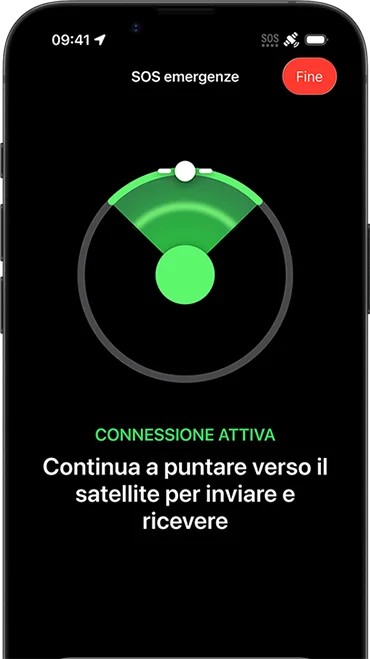 Funzione Messaggi via satellite in uso