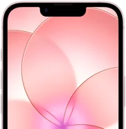 Un iPhone 17e rosa chiaro con Ceramic Shield 2 mostrato parzialmente di fronte, si nota lo sfondo con l’immagine di un fiore rosa